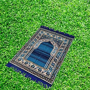 LAVINGSTON™ Stylish JaiNamaz Printed Prayer Mat (Blue, Chenille, 4x2 Feet)