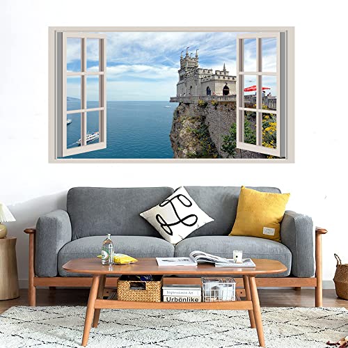 GADGETS WRAP Printed Wall Decal Sticker Fake Window Style Decal (90cm x 50cm) - Ukraine Sea