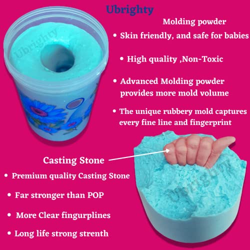 Ubrighty 3D Casting Kit for Baby, Hand Print and Foot Print, Printing kit, Molding Clay, Moulding Powder for Hand and Foot Casting, (Baby Casting KIT)