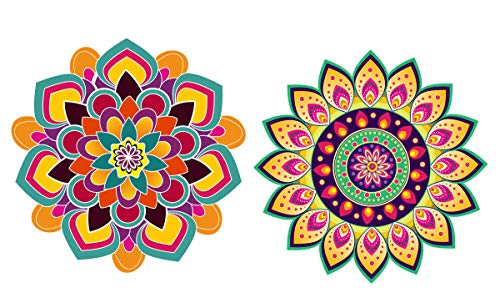 Diwali Special - Colourful Decorative Rangoli Sticker Size- 30 cm x 30 cm Set of 2 (AS154)