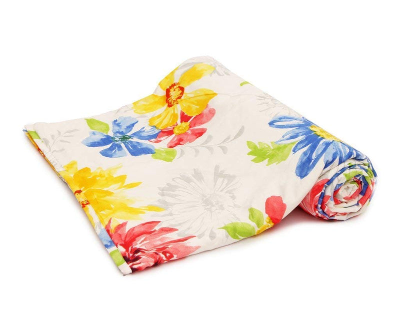 j shree Polycotton Sun Flower Floral Design Print Reversible Double Bed AC Blanket/Dohar/Quilt