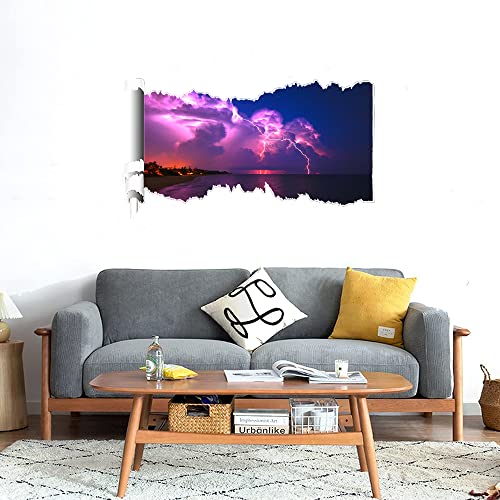 GADGETS WRAP Printed Wall Decal Sticker Scratched Paper Style Wall Decal (90cm x 50cm) - Purple Thunder