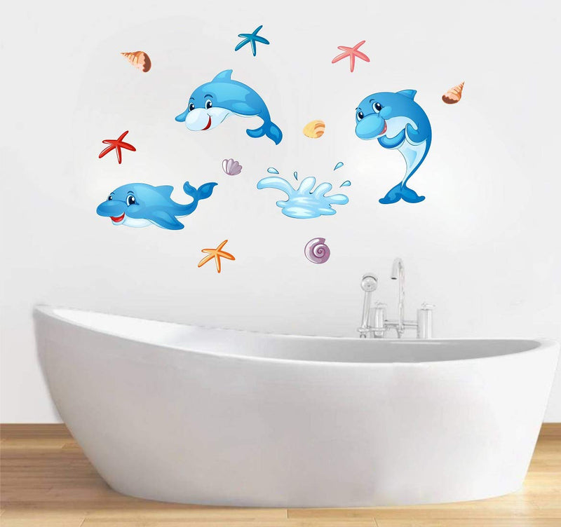 Tuffuk Dolphins Large Vinyl Wallstickers for Home Decorations(110 cm x 80 cm)5TZ234