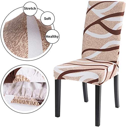 Styleys Elastic Chair Covers Stretch Removable Washable Dining Chair Cover Protector Seat Slipcover (6 Chair Cover, SLMC142 Maroon Leaf), Polyester; Polyester Blend