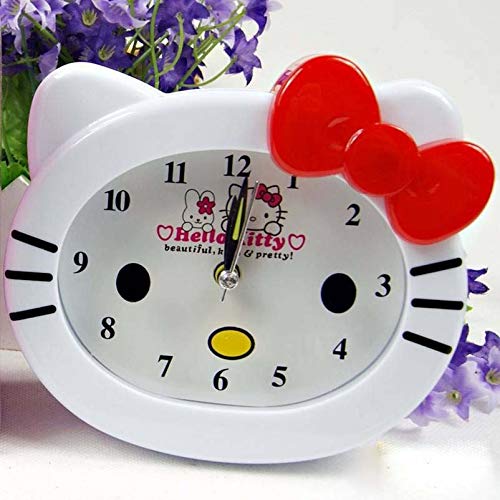 LIGHTER HOUSE Abs Plastic Cartoons Table Clock (4.5 x 5 x 5 inch, White)