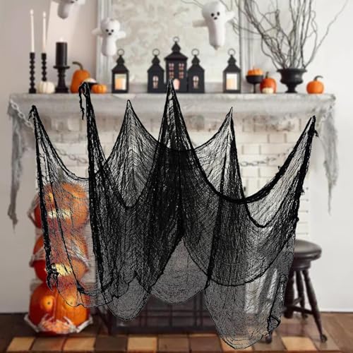 UJEAVETTE Halloween Creepy Cloth Halloween Spooky Fabric Cloth for Party Entryway Home Black