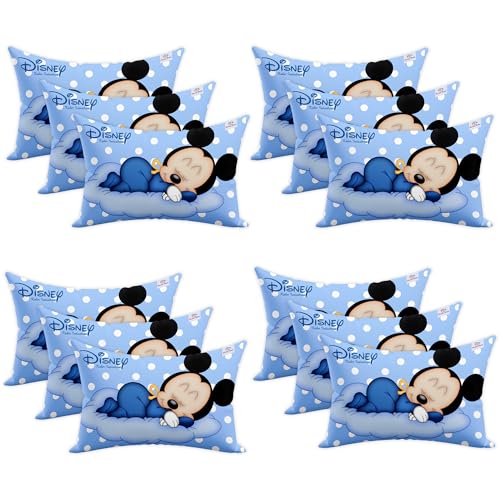 Heart Home (Pack of 12) Baby Pillow | Disney Mickey Mouse Pillow | Soft Pillows for Sleeping | Back & Front Printed | Cozy & Fluffy Pillow | 12x18 Inch | Sky Blue