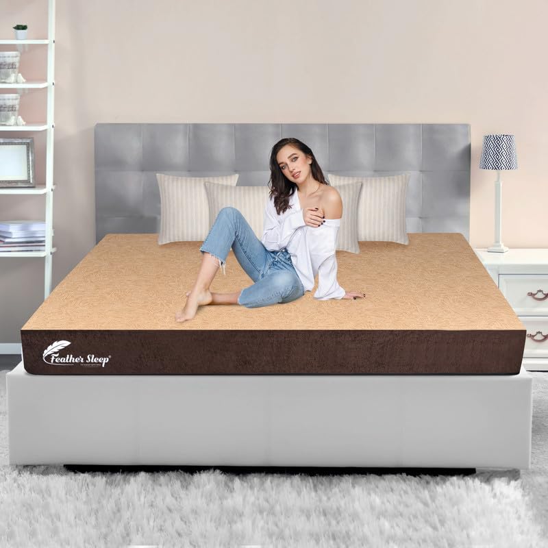 Feather Sleep Mattress 8 Years Warranty Orthopedic, 3 Layer,Memory Foam top High Resilience, Dual Sided High Density with Firm & Soft Sides(72x42x6) Double Bed Mattress