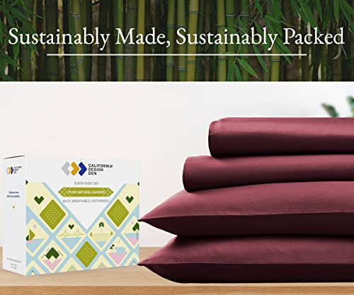 California Design Den Rayon from Bamboo Sheets King Size Set, Luxury Cooling Sheets King Size Bed, Burgundy Sheets with Deep Pocket Fitted Sheets (King, Burgundy)