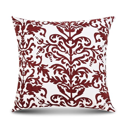 ANWYN 100% cotton pack of 5 Flock Printed Cushion Covers