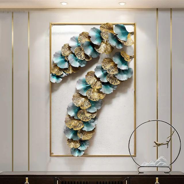 ZOVE Metal Wall Decor Luxury Leaf Design Perfect for Living Room/Hotel/Restaurant/Bedroom/Drawing Room (45 x 24 INCH)