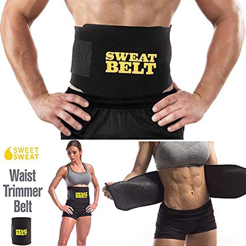 Sidhmart Tummy Trimmer and Sweat Belt Combo Gym Accessories Ab Exercise Equipment Fat Buster Weight Loss Fitness Home Gym Workout Equipment Black