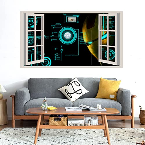 GADGETS WRAP Printed Wall Decal Sticker Fake Window Style Decal (90cm x 50cm) - Iron Man tech