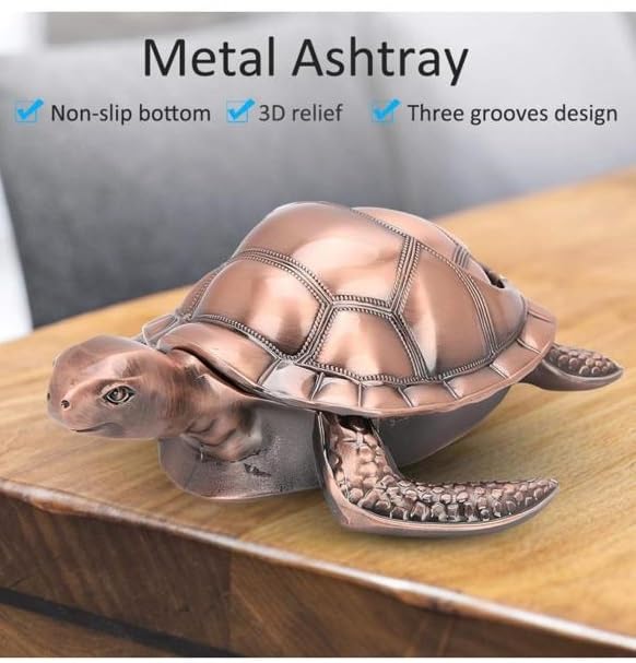 Shyam DMR Shyam DMR Windproof Turtle Ashtray with Lid Portable for Smokers Decorative Showpiece