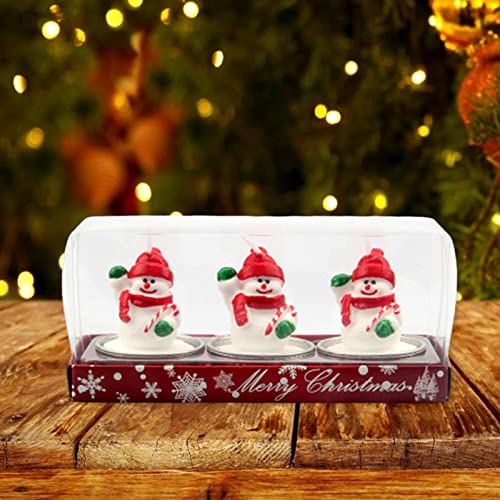 SAZ DEKOR 3X Christmas Candle Set Decorative Tealight for Home Party Standing Snowman