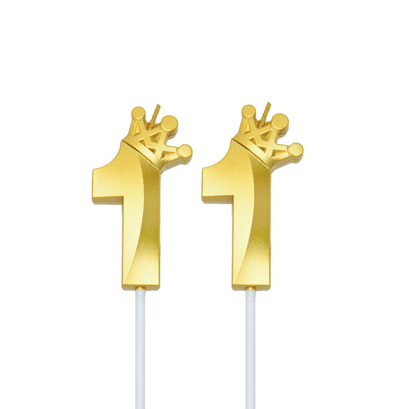 2.56 inch Gold 11 Number Birthday Candles,Gold Cake Number Candles, Numeral 11 Cake Topper for Birthday Decorations