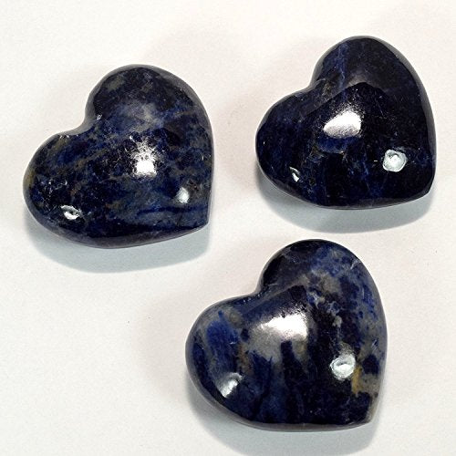 45mm Deep Blue Sodalite Heart Polished Natural Palm Crystal Quartz Mineral Love Stone Heart - Africa (1PC)