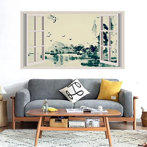 GADGETS WRAP Printed Wall Decal Sticker Fake Window Style Decal (90cm x 50cm) - Strokes Painting