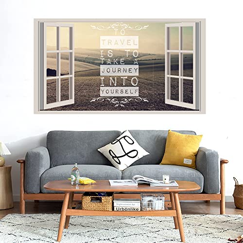 GADGETS WRAP Printed Wall Decal Sticker Fake Window Style Decal (90cm x 50cm) - Travel