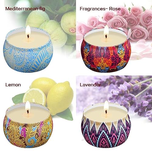 THE STYLE SUTRA 4 Pieces National Style Scented Candle Natural Soy Wax Portable Tin Candle