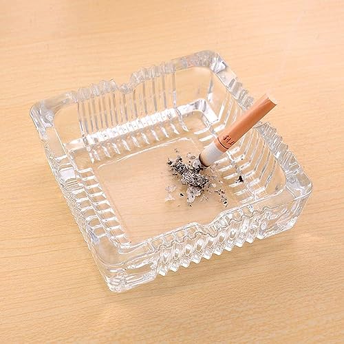 PIRU Square Heavy Glass Crystal Ashtray For Indoor, Ash Trays For Smoking For Home, Ashtray For Cigarette Stylish, Ashtray For Home, Car Ashtray, PACK-1