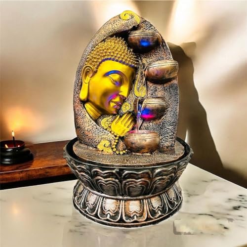 Buddha Face Water Fountain for Home, Office, Table Top Decor