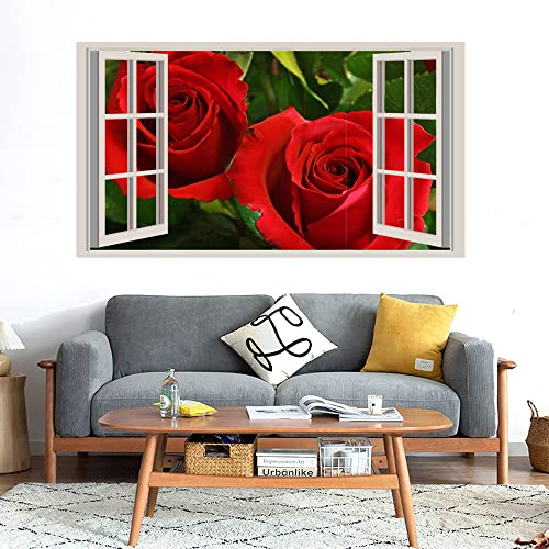 GADGETS WRAP Printed Wall Decal Sticker Fake Window Style Decal (90cm x 50cm) - Two Roses