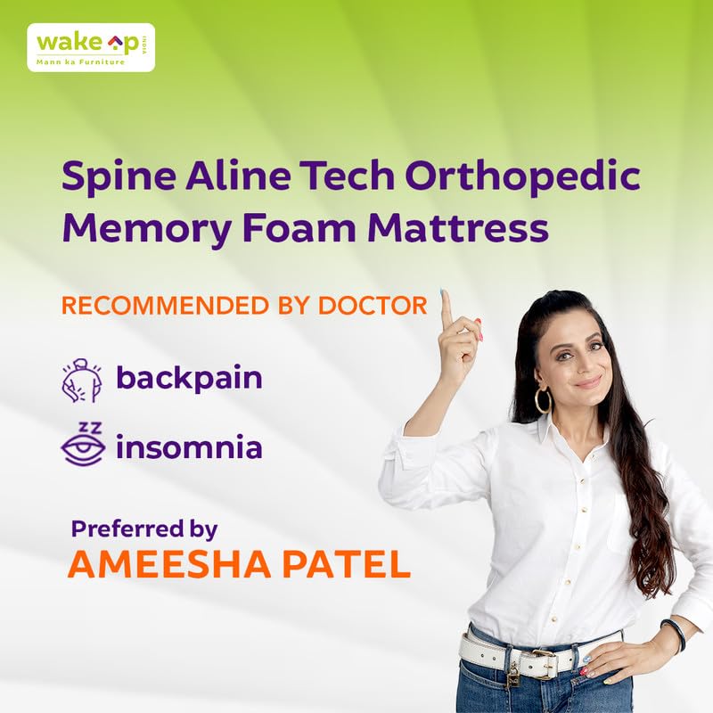 wakeup INDIA SpineAlign Tech Orthopedic Memory Foam Mattress | 10 Years Warranty | Single Bed Medium Firm Mattresses | Memory Foam 5 inch Mattresses (Single Size-72x30x5 inches, White)