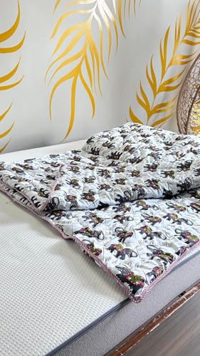 Diana Creations Elephant Printed Double Bed AC Quilts – Jaipuri Rajai with Sanganeri Print | Lightweight & Stylish Rajasthani Print Rajai