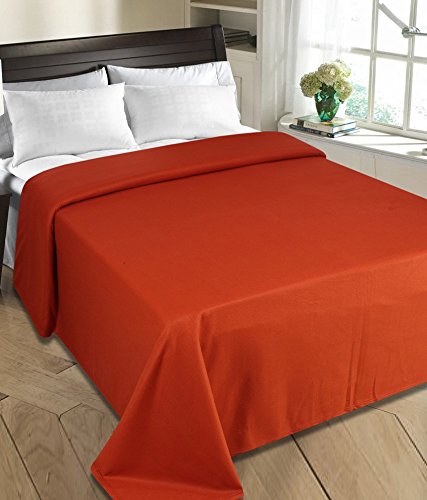 GOYAL'S ® Plain Fleece Single Bed Blanket (Set of 2) - Orange & Blue