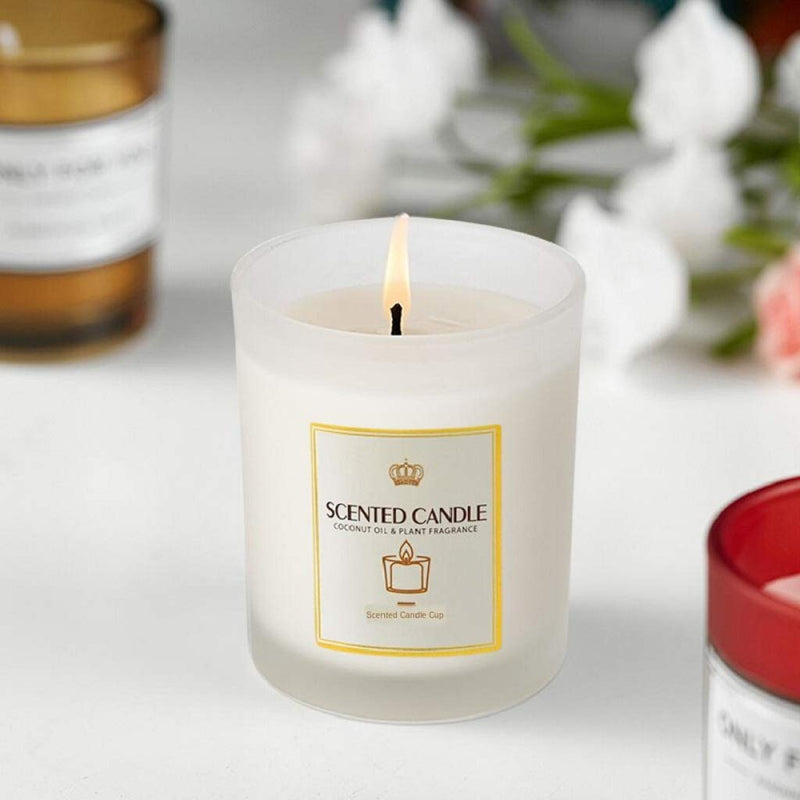 ATORSE® Glass Cup-Shaped Smokeless Floral Fragrance Scented Candle for Bedroom