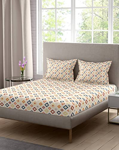 Portico New York Printed Shimmer Super Soft King Size Bedsheet with 2 Pillow Cover-274X274CM