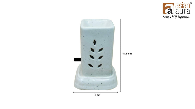 AsianAura Ceramic Electric Aroma Burner Diffuser Set (8 x 11.5 cm, White)