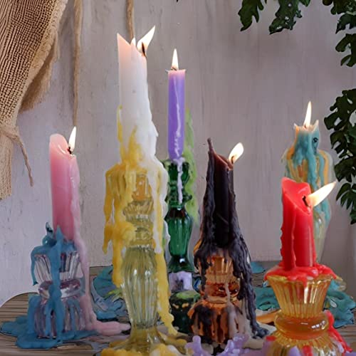 Candlestock Hippie Drippy Drip Candles - Pack of 66 Dripping Taper Candles - Wine Bottle Melting Candle (6 of Each Color)