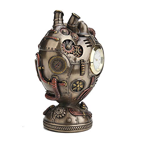 Veronese Design 4 1/2 Inch Steampunk Heart Clock Cold Cast Resin Antique Bronze Finish Statue Home Decor