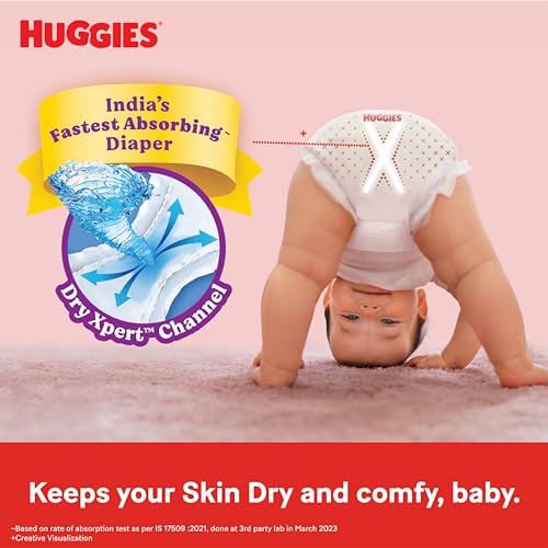 Huggies Complete Comfort Wonder Pants Small (S) Size (4-8 Kgs) Baby Diaper Pants, 86 count, India's Fastest Absorbing Diaper with upto 4x faster absorption, Unique Dry Xpert Channel