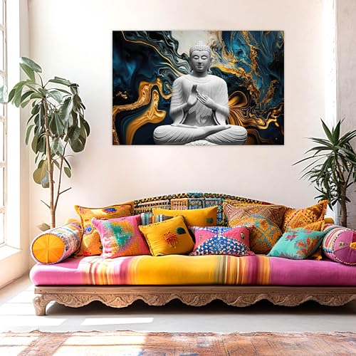 Indianara Rolled Sparkled Gautam Buddha Art Print for Room Décor Digital Reprint 36 inch x 24 inch Painting (10726PST)