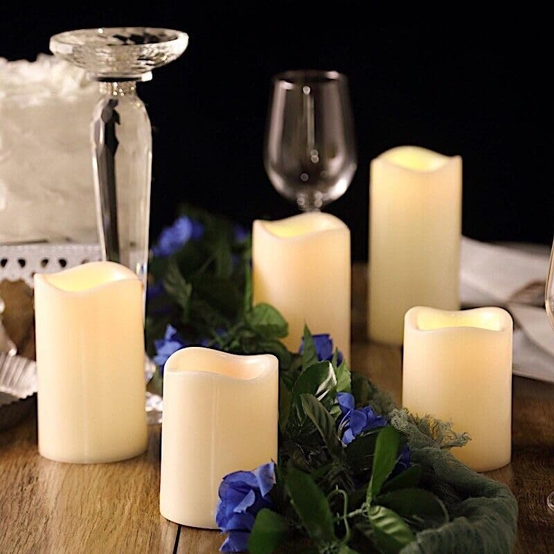 Weddings Parties and Gift 5 pcs 4" 5" 6" Tall L*D Pillar Candles Remote Control Centerpieces vngift9070