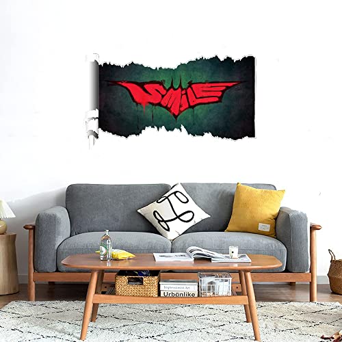 GADGETS WRAP Printed Wall Decal Sticker Scratched Paper Style Wall Decal (90cm x 50cm) - Smile Batman