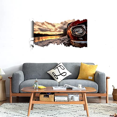 GADGETS WRAP Printed Wall Decal Sticker Scratched Paper Style Wall Decal (90cm x 50cm) - red car