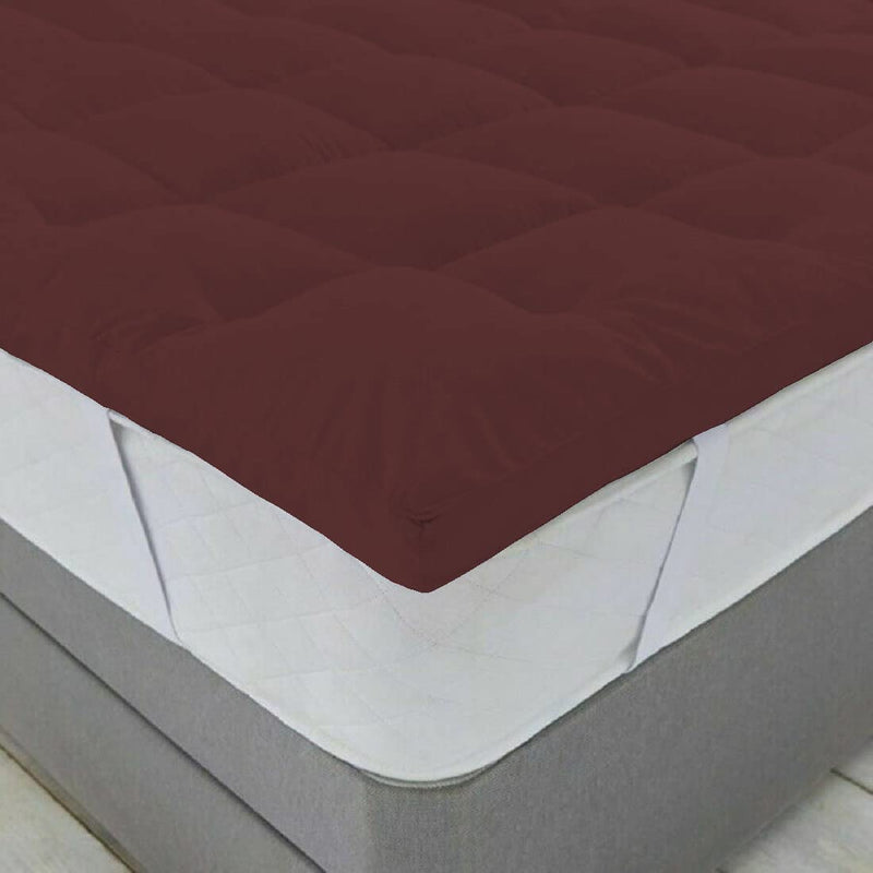 Jaipur Linen 800GSM Hollow Fibre Mattress Padding/Topper Maroon Single Bed-36 Inch X 72 Inch