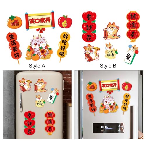 CALANDIS® 6 Pieces Chinese New Year Refrigerator Magnets for Home Door Spring Festival Style A | 6 Fridge Magnets