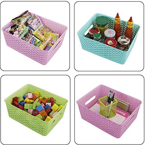 Kuber Industries Plastic 3 Pieces Small Size Multipurpose Solitaire Storage Basket With Lid (Multi), Rectangular