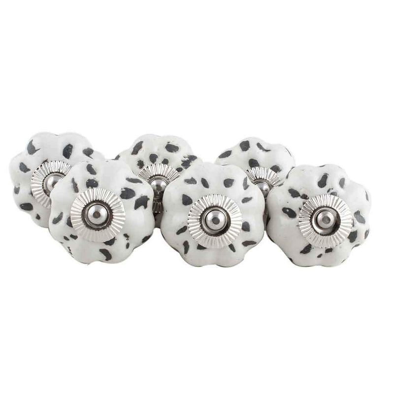 Indian-Shelf Pack of 15 White Drawer Pull- Ceramic Door Pull- Melon Drawer Knob- Etched Floral Dresser Knob- Door Handles- Knobs for Kitchen Cabinets and Drawers- Bathroom Drawer Knobs- Dresser Knobs