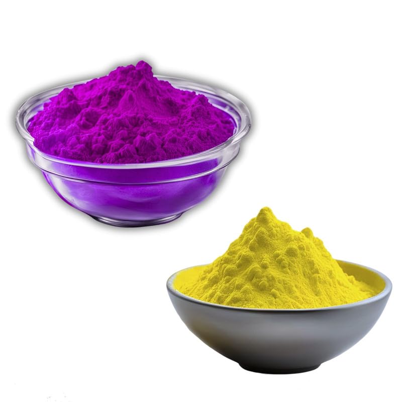 BRIGHT BLOOM Organic and Herbal Gulal Pink-Yellow 250gm Each Soft & Skin Friendly,100% Natural and Non-Toxic,Eco-Friendly,Abir Gulal Handmade Holi Gift Pack -for Family, Party