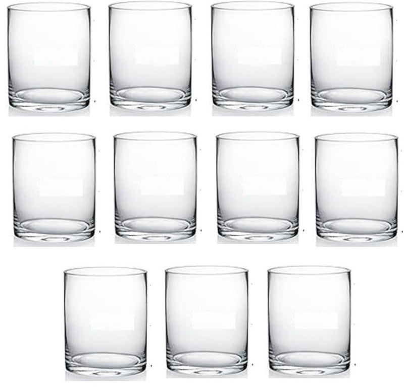 Cylender4x41359 Clear Cylinder Glass Vase/Candle Holder - 4" x 6"H Wholesale Lot Pack of 11 PCS