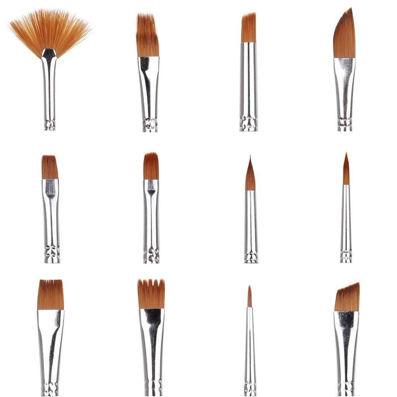 RIANZ Painting Brushes Set of 12 Professional Round Pointed Tip Nylon Hair Artist Acrylic Paint Brush for Acrylic/Watercolor/Oil Painting