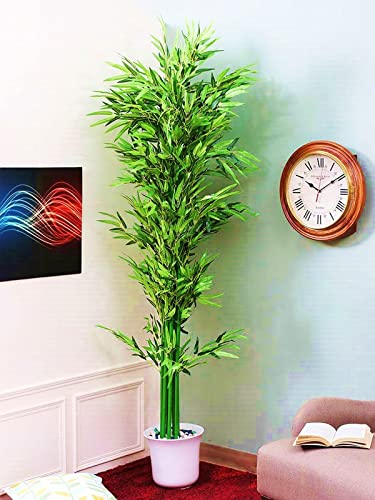 StylishWalls Artificial Bamboo Tree Plant Leaves Sticks Original Bamboo and Polyester without Pot. (10 Pieces; 1 Piece is 6.5 FEET Height, Green)