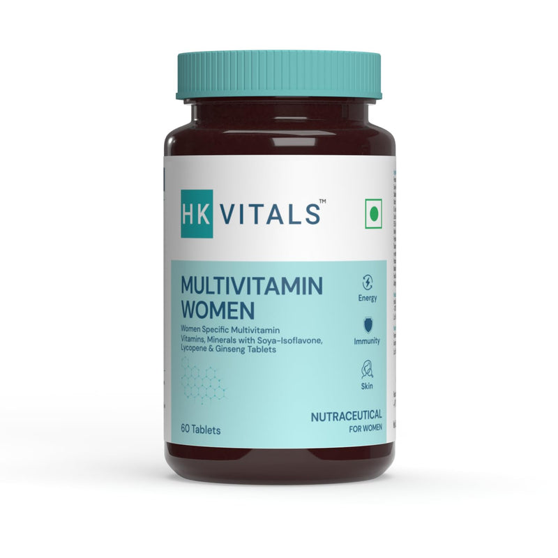 HealthKart HK Vitals Multivitamin for Women (60 Multivitamin Tablets), With Zinc, Vitamin C, Vitamin D, Multiminerals & Ginseng Extract, Boosts Energy, Stamina & Skin Health