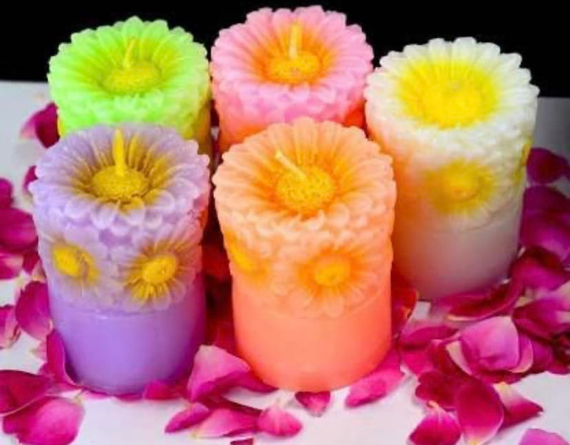 Ck Homez Flower Pillar Candle Aroma for Home Decoration Therapy Candles for Gifting (Set of 5)